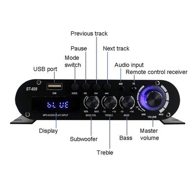 Audio Amplifier ST-839 25W*2+40W 2.1 Channel BT 5.0 Stereo Power Amplifier Portable Sound Amplifier Car Home Theater Amplifiers