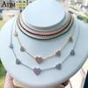 New High Quality Micro Pave White CZ Heart Charm Link Chain Necklace Minimal Delicate Lover Girlfriend Fashion Jewelry