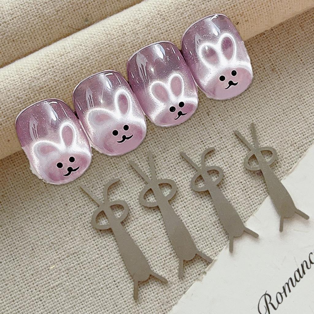 4pcs Cute Rabbit Bear Shaped Cat Eye Nail Magnet Stick Fold Eared Rabbit Effects Iron Piece Magnet Stick Gel Polish Magnet Tools