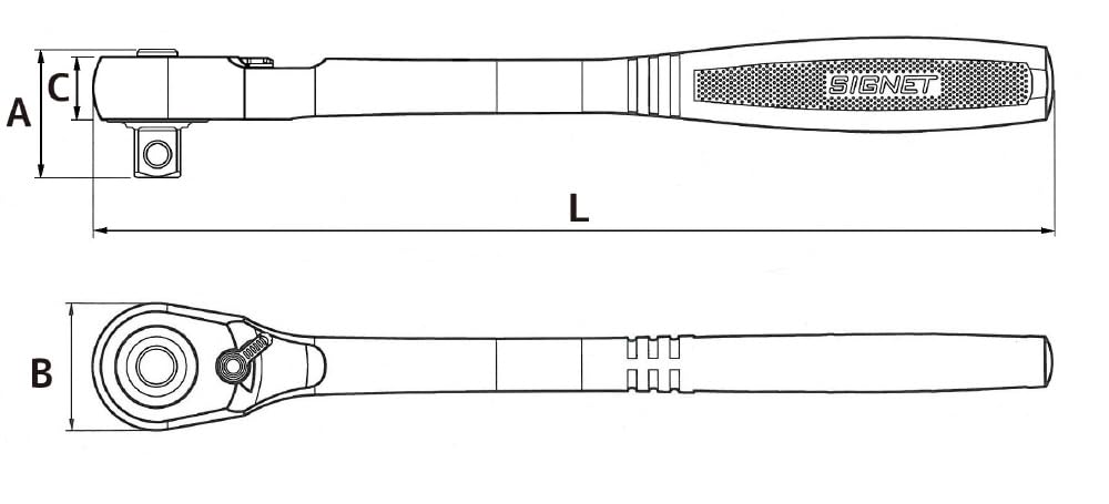 SIGNET Drive Head Ratchet Handle 12560 3/8 Ultra-Small