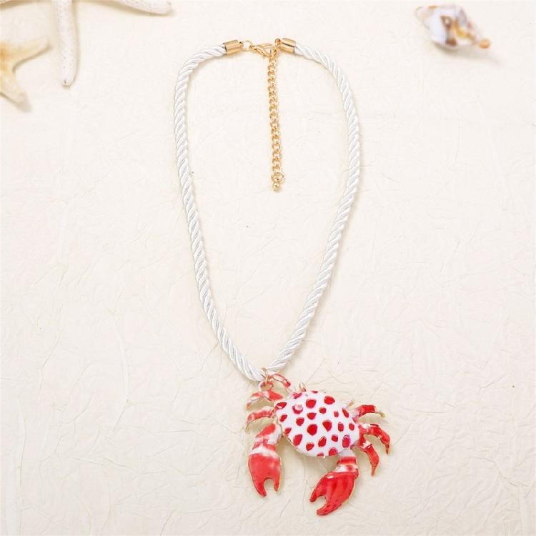 Stylish Crab Shaped Pendant Necklace Versatile Colors Trendy Jewellery Casual Beach Neckwear For Girls