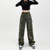 Trend camouflage tooling washed pants women's 2025 summer street hip hop loose wide-leg casual jeans