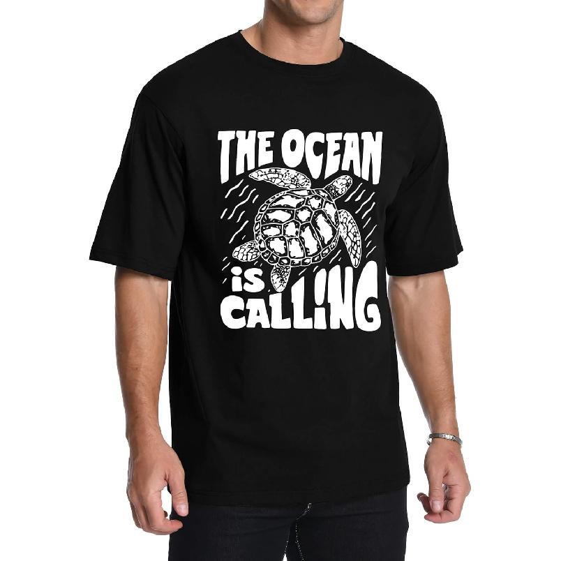 Aiyino Unisex Sea Turtle The Ocean is Calling 100% Cotton Graphic Tee