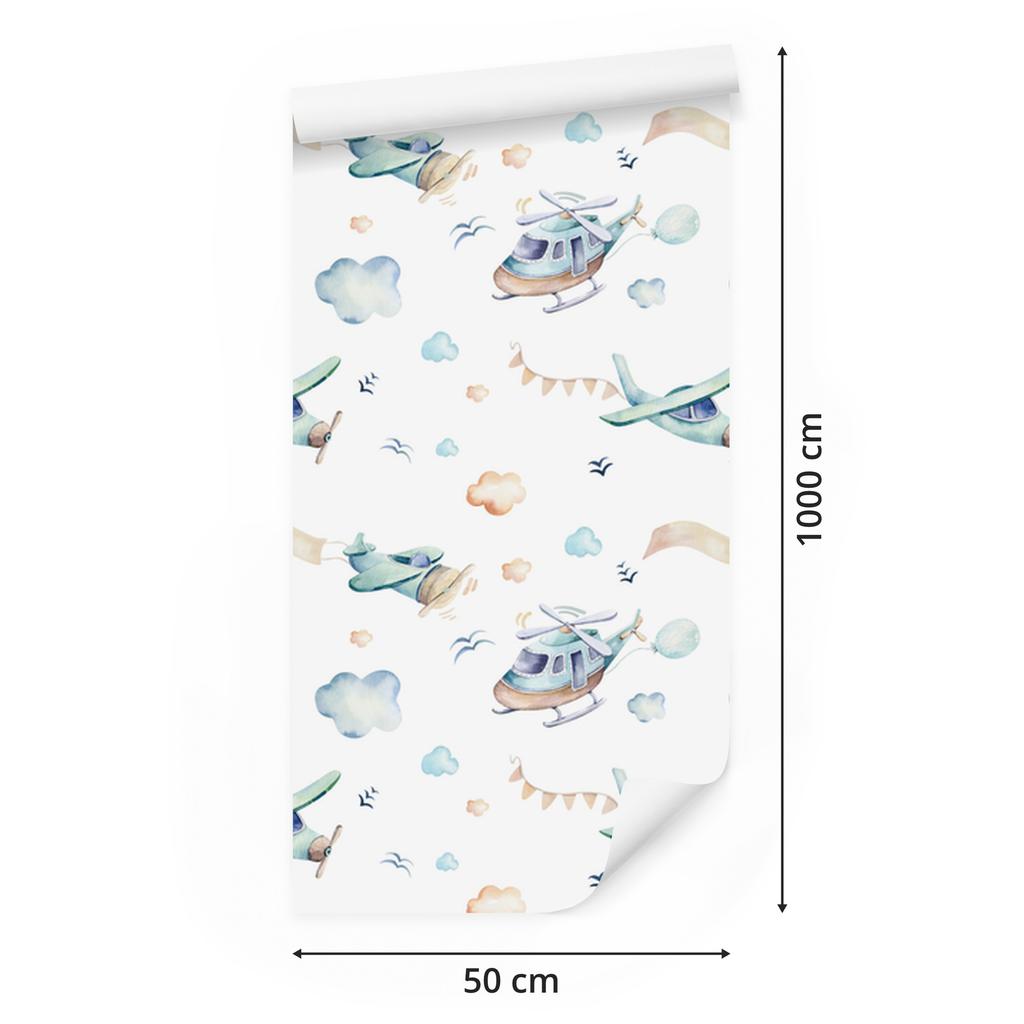 Planes and Helicopters Wallpaper for Living Room and Bedroom 50x1000