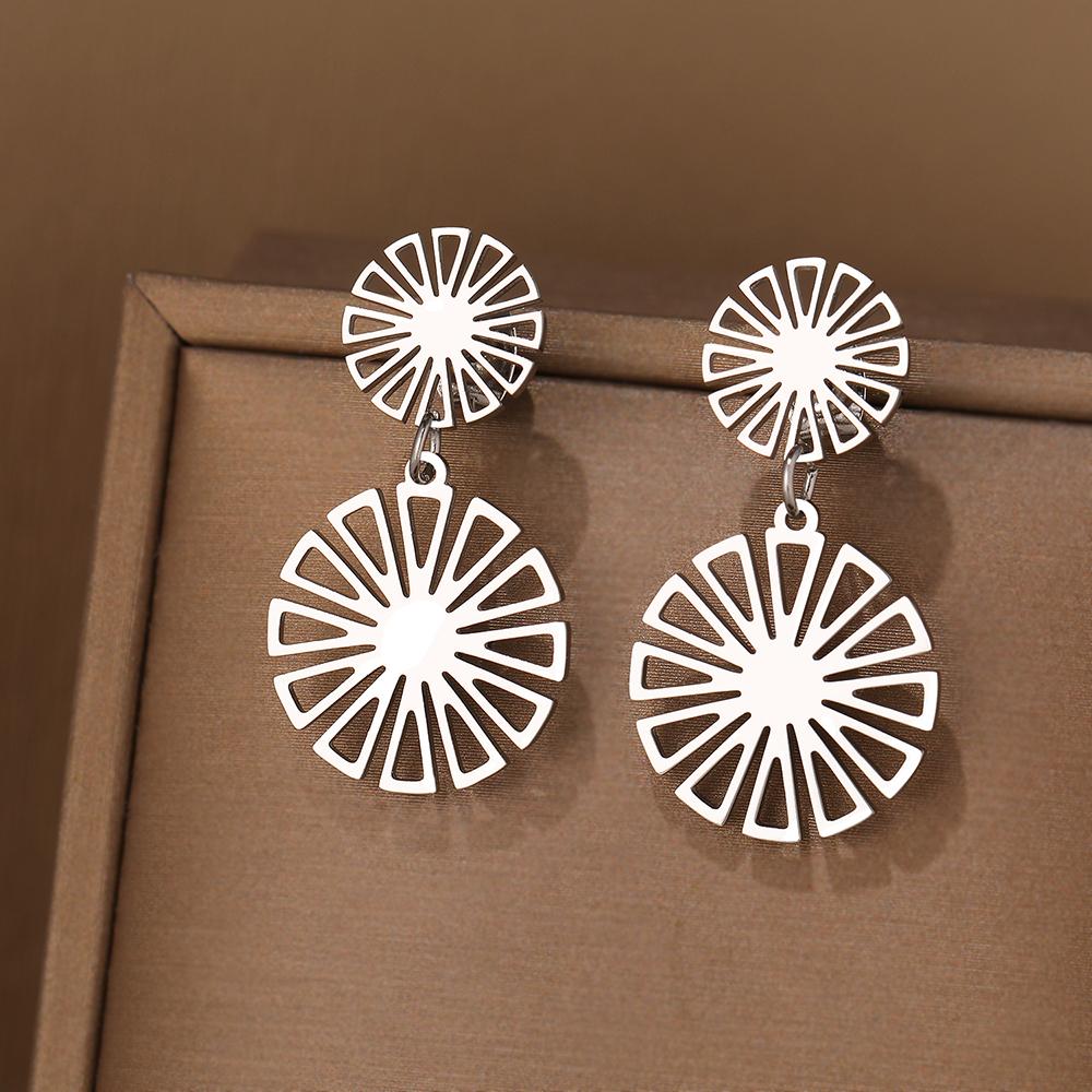 Edelstahl Ohrringe Süße Vintage Zarte Sonnenblume Elegante Gefühl Licht Luxus Mode Anhänger Ohrringe Für Frauen Schmuck