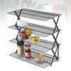 Foldable Iron Cooling Rack Mesh Shelf Sturdy X Leg Design Space Saving Organizer for Kitchen Food Storage Camping