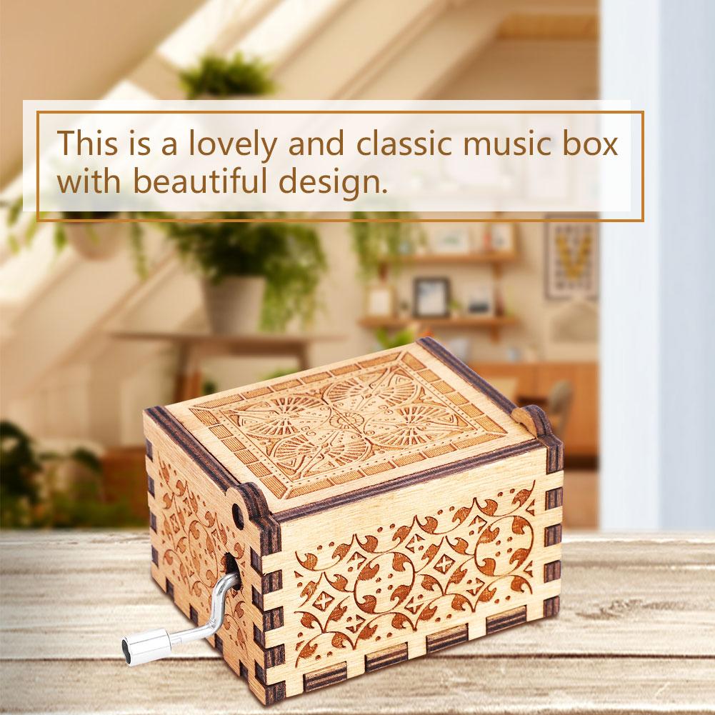 1pc Wooden Hand Crank Music Box Mechanical Classic Craft Birthday Gift (#3)
