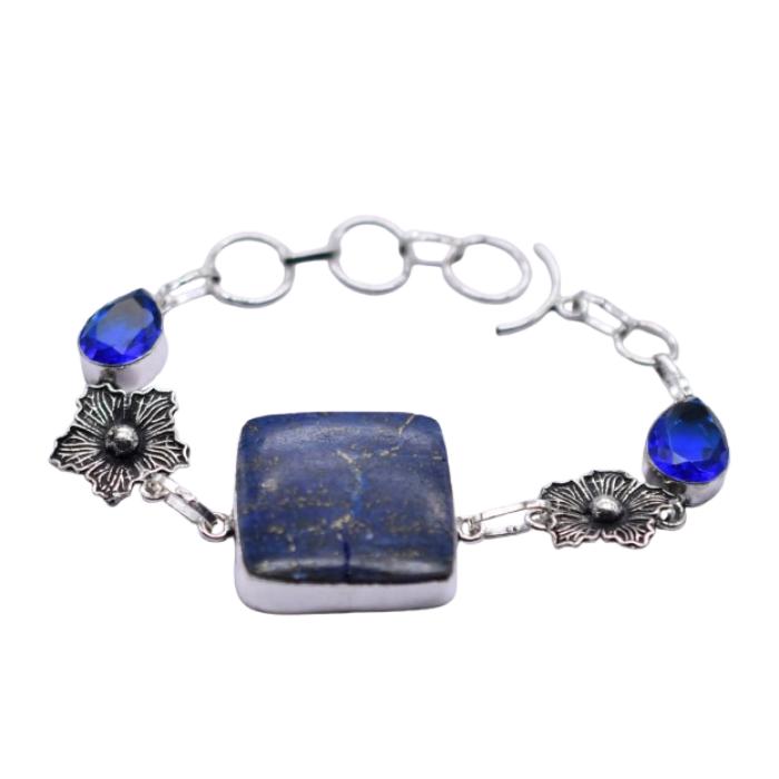 Lapis Lazuli Gemstone Silver Plated Handmade Bracelet Jewelry BR 116