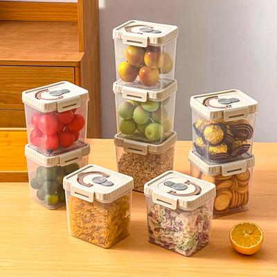 Moisture Proof Sealed Food Jar Clear Plastic Food Storage Box Snacks Fruit Grain Container With Drain Basket Kitchen Organizer