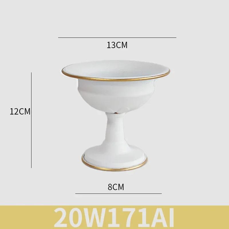 European White Iron Art Vase Florist Tall Cup Shape Flower Vase Arrangement Ornament Hotel Banquet Party Desktop Decoration