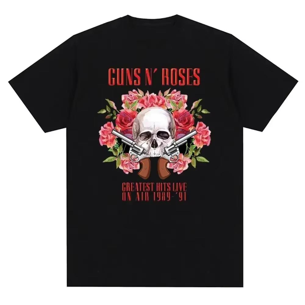 Guns N Roses Graphic Print T Shirt Vintage Rock Band Streetwear Unisex Unisex Oversized Short Sleeve Fashion Crew Neck Tees Unisex