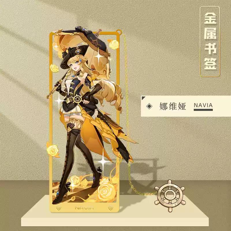 Set Ufficiale Segnalibri Metallici Genshin Impact Skirk Furina Scaramouche Kinich Valessa Supporto Personaggio Arredamento Scrivania Anime Regalo