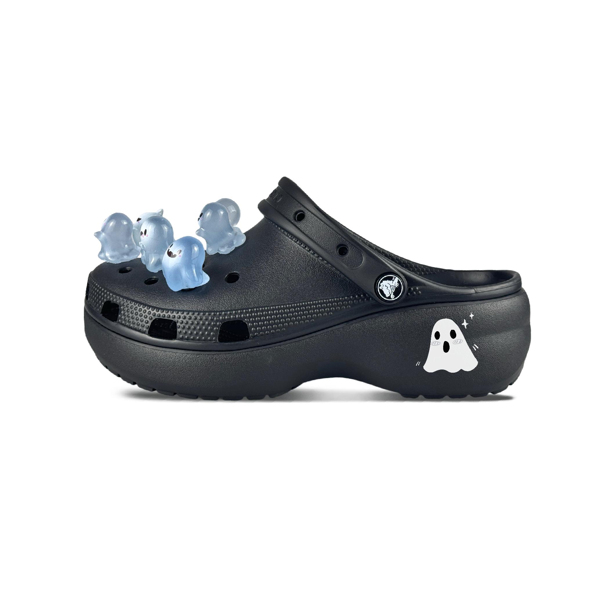 

Crocs EVA Graffiti Ghost Glow-in-the-Dark Accessories Hole Shoes Women s Black 39-40 чёрный