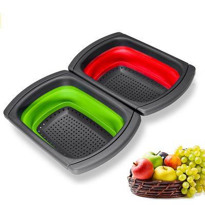 Square Stretchable Draining Basket Colander Kitchen Retractable Strainer Vegetable Storage Rack