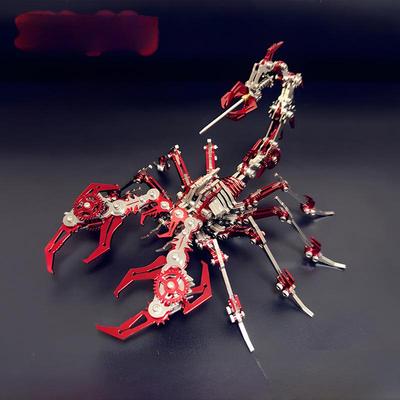 Red Scorpion Steel Mechanical Model: 3D Puzzle Toy with High Difficulty.