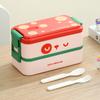 Children's Lunch Box, Cute Cartoon Compartmented Lunch Box, Double-layer Lunch Box, Microwaveable, Portable Student Lunch Box