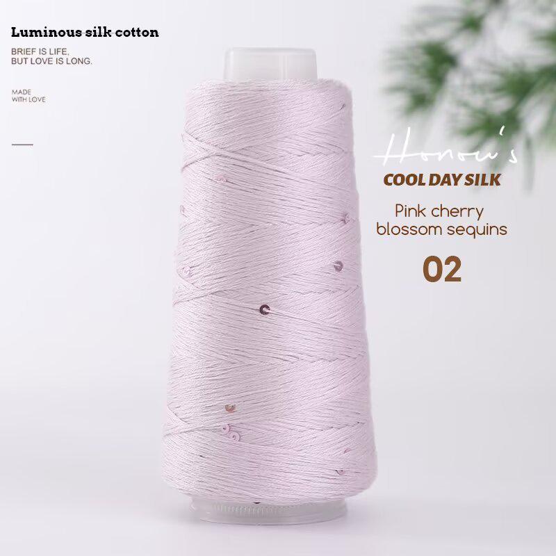 Tencel Sequin Silk Thread DIY Knitting: Summer Wool English No-Label Hat & Baby Short Sleeve.