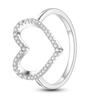 2023 Fashion Silver Plated Princess Tiara Crown Sparkling Love Heart Rings for Women Jewelry Anniversary Gift