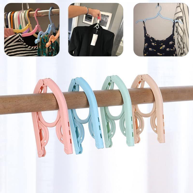 4 Colors Travel Hangers Set 4/8Pcs Folding Clothes Hangers Portable Plastic Clothes Hanger Set Multi-functional Hanging Rack