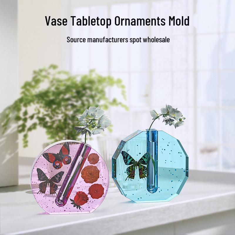 Mohn Kristall Epoxidharzform für unregelmäßige Reagenzglastopf - DIY Hydroponikpflanzen Silikonform