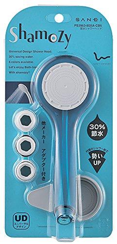 SANEI Shower Head Water Saving Shamosy with Low Water Pressure Shower Board Blue PS3963-80XA-CB6