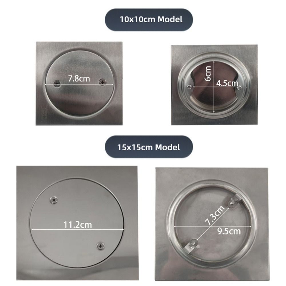 Square Shower Floor Drain with Cleaning Port Drainage Port Durable Cleanout  Floor Drain  Bathroom