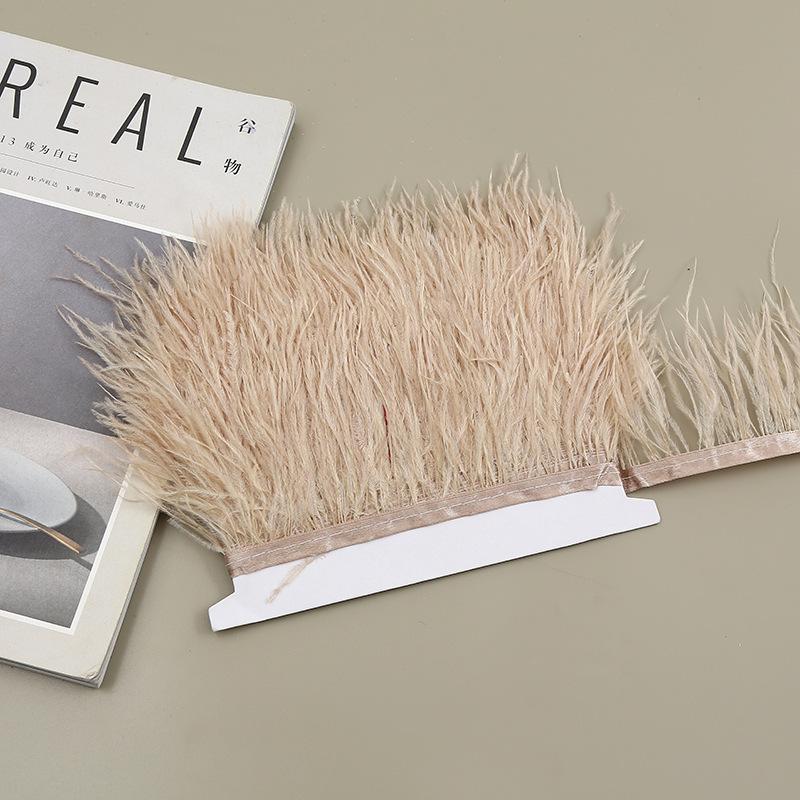 Color 8-10 Cm Ostrich Hair Cloth Edge Clothing Cuffs Hem Ostrich Feather Strips Cloth With Accessories Lace