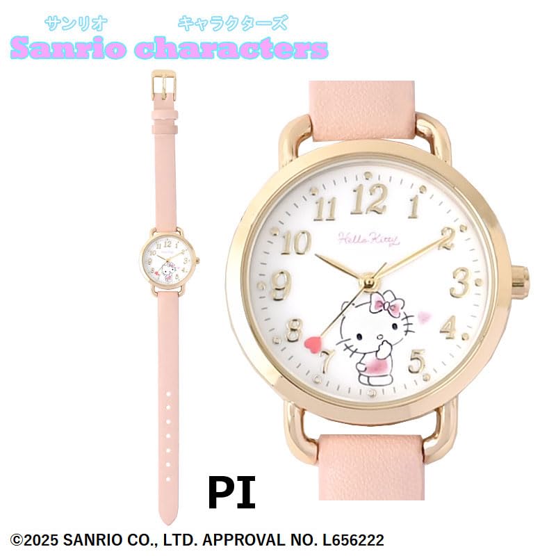Fieldwork Sanrio Analog Leather Watch with Hello Kitty Pink Women's Strap, SNR001-1,