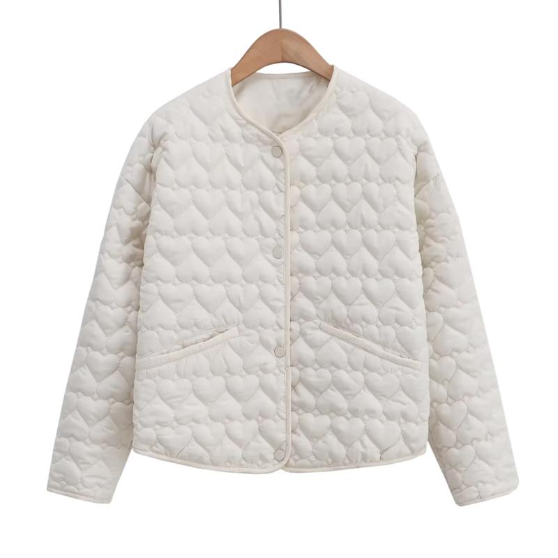 Womens Coats Winter Solid Parkas Autumn Heart Padded Jacket Long Sleeve Quilted Jacket Woman Lightweight Padding Outerwears
