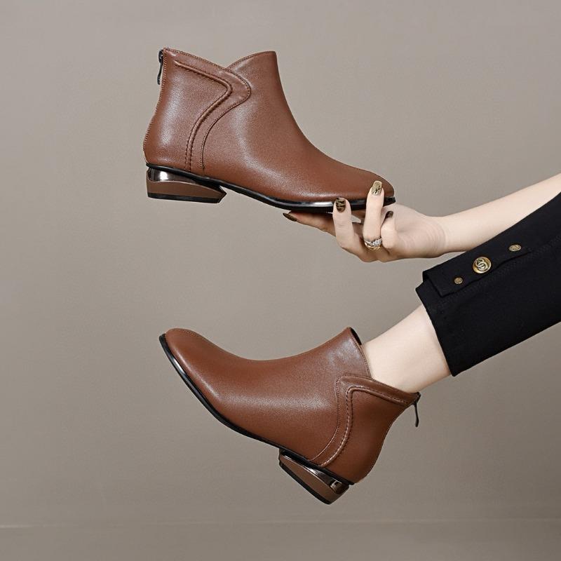 Short Boots Leather Boots Flat Cotton Boots