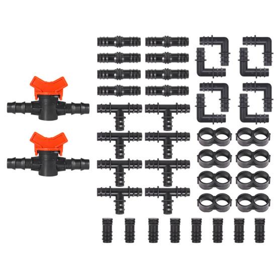 42 Pcs Drip Irrigation Fittings Kit 1/2" Tubing Plastic Connectors for Drip Line Systems Water Resistant Easy Install Line Accessories