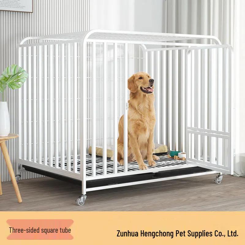 Indoor Dog Cage with Toilet for Large and Small Breeds - Suitable for Labrador and Golden Retriever, Includes Dog Bed