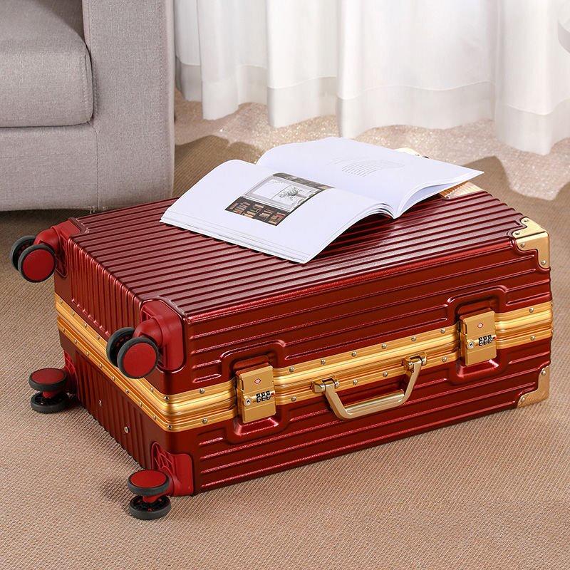Festive Gold Red Wedding Travel Suitcase
