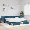 VidaXL Daybed with Trundle and Drawers Blue 100x200 Cm Velvet 3196769