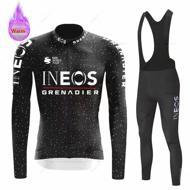 

Ineos Grenadier Team Winter Fleece Long Sleeve Cycling Jersey Set Mountian Bicycle Clothes Wear Ropa Ciclismo Racing Bike Suit S