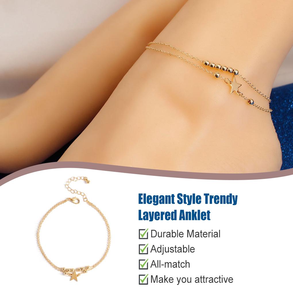 Anklets Layered Beach Beaded Stylish Ankle Foot Hanging Universal Jewelry Accessories Star Bracelets Pendent for Girls