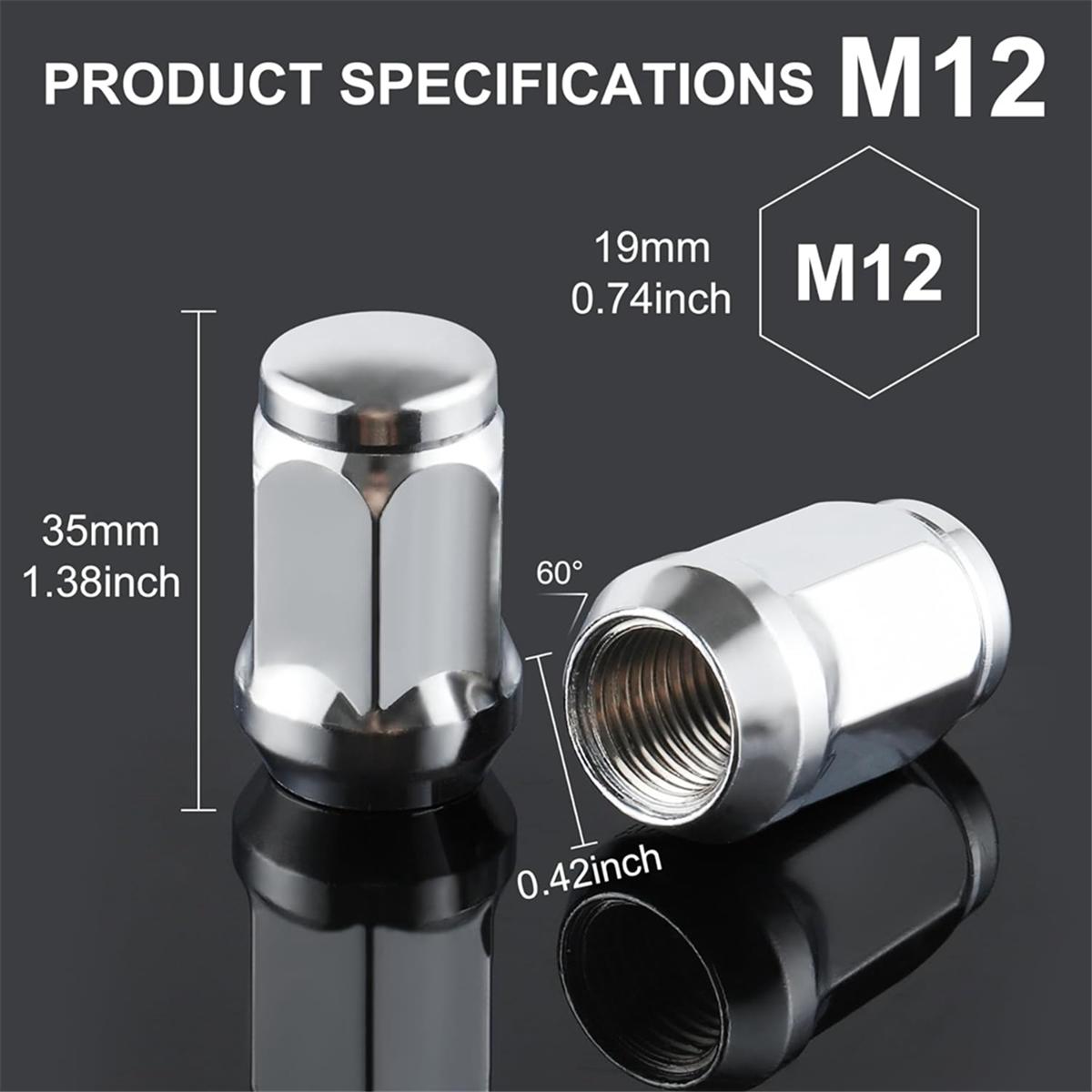 [in stock] M14x1.5 Wheel Lug Nuts, One-Piece Design Bulge AcornChrome Lug Nuts NONE