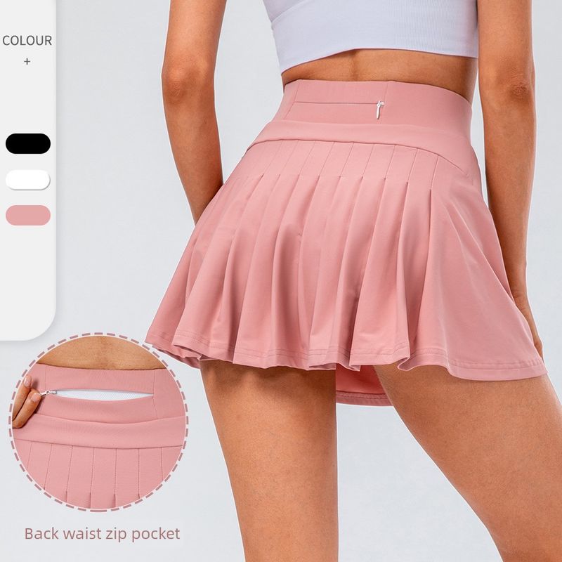 Spring and Summer Exercise Skort Women's Badminton Tennis Gym Yoga Running Skirt Quick-Drying Breathable Pleated Skirt
