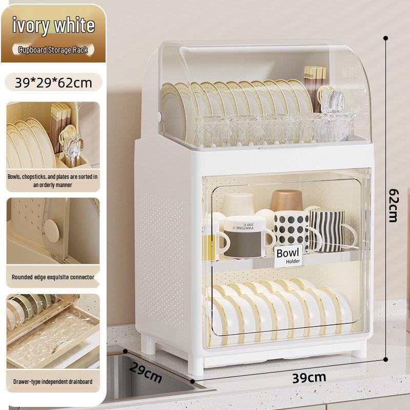 Kitchen Bowl & Chopstick Storage Rack with Lid for Tableware and Dish Draining