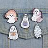 Halloween Ghost Metal Brooch - Creepy Cute Geometric Backpack & Scarf Clip Badge