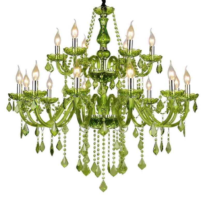 Mage Luxury Green Crystal Chandelier Wedding Hall Bedroom Candle Chandelier Hotel Restaurant Coffee Shop Bar E14 Home Decoration