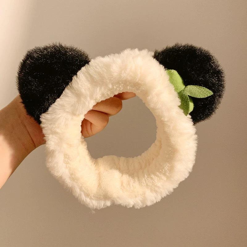 Cute Panda Hair Bands Women Face Wash Special Non-slip Headband Cartoon Plush Wide Edge Headband Girls Hair Accessories