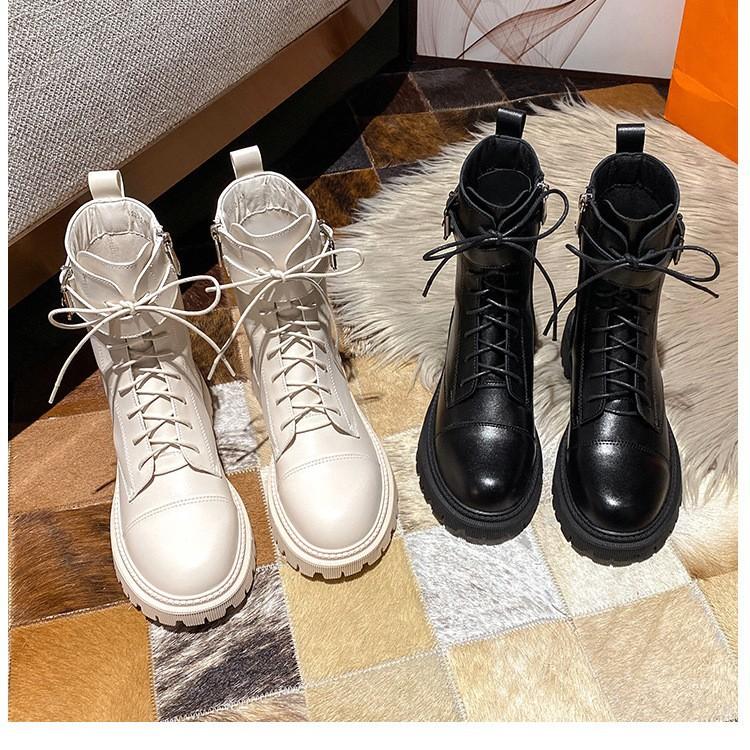 New Martin boots women's medium tube shows thin legs, good-looking and comfortable British style versatile locomotive boots, thick-soled side zipper