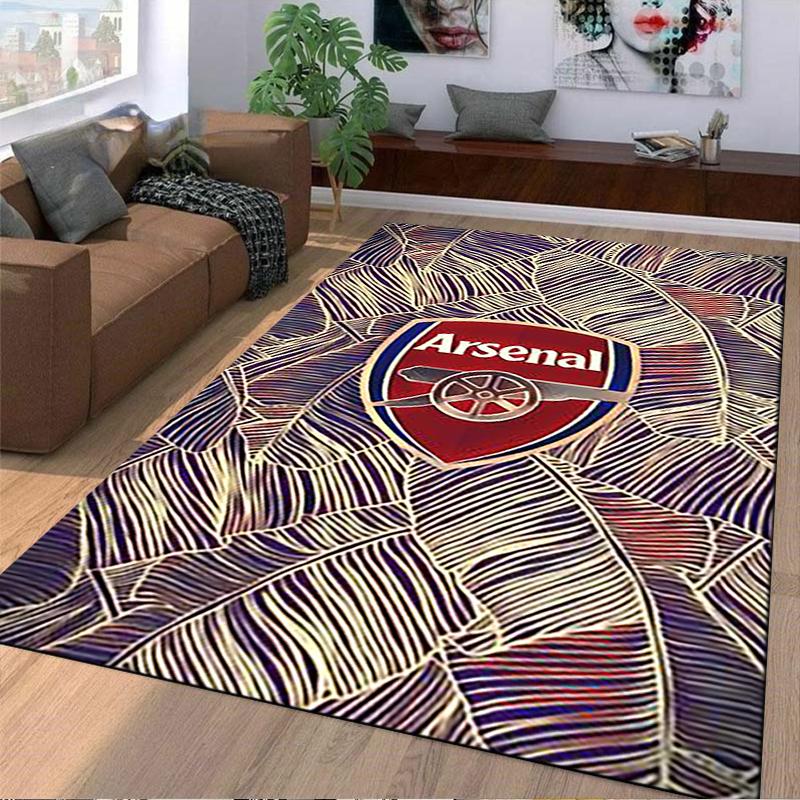 Tappeto con Design del Logo dell'Arsenal e Sfondo con Motivo Astratto di Foglie Adatto per l'uso come antiscivolo per soggiorno, camera da letto, divani