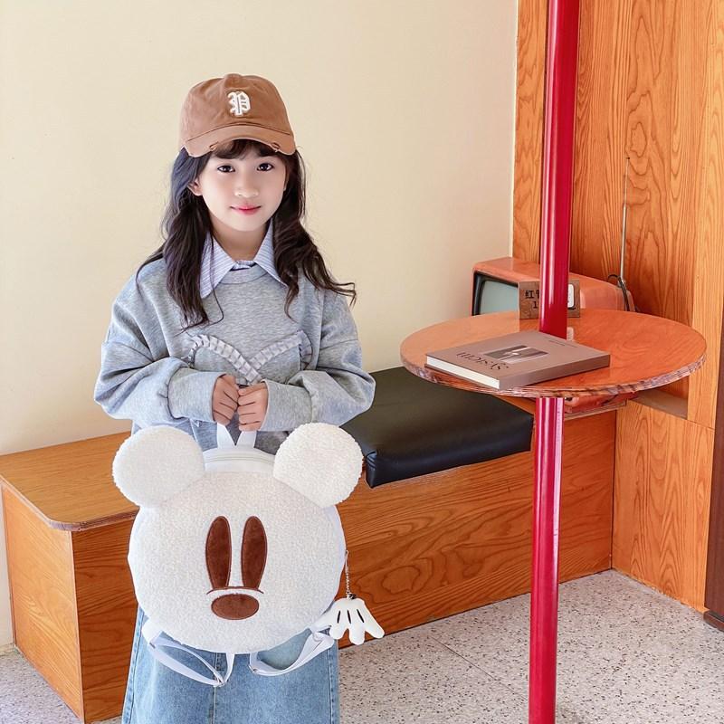 Woolen Boys And Girls Backpack Cute Little Mouse Kindergarten Baby Schoolbag Cartoon Animation Children'S Backpack