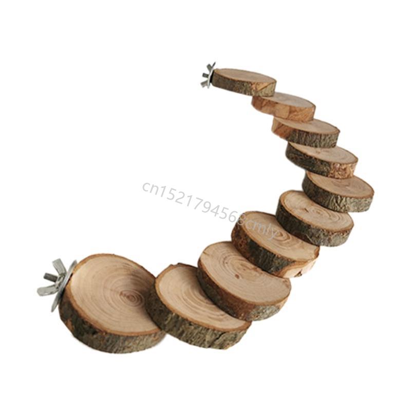 Hamster Ladder Wooden Blocks Chew Toy for Guinea Pig Hedgehog Mouse Sugar Glider Squirrel Chipmunk Climbing 10 Stairs 6XDE