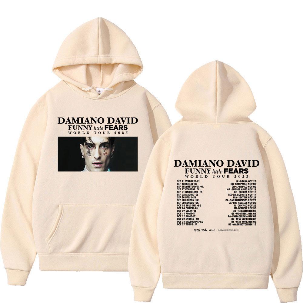 Singer DAMIANO DAVID FUNNY Little FEARS Album Tour 2025 Graphic Vintage Hoodie Men Fashion Punk Pullover Hip-hop Sweatshirt Tops