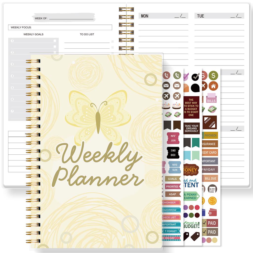 Undated Weekly Planner Spiral Notebook With Habit Tracker To Do List Goal Setting Stickers For School Work