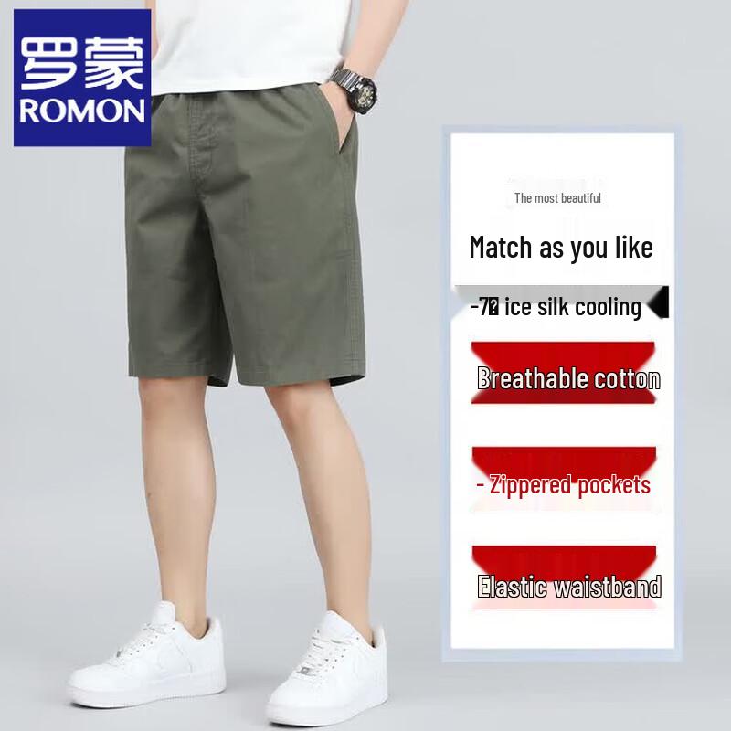 Luomeng Men's Summer Thin Cotton Straight Casual Shorts