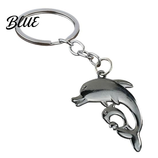 Zinc Alloy Car Key Ring Double Dolphin Keyhcain Sea Animal Pendant Backpack Handbag Purse Charm Decoration Lightweight